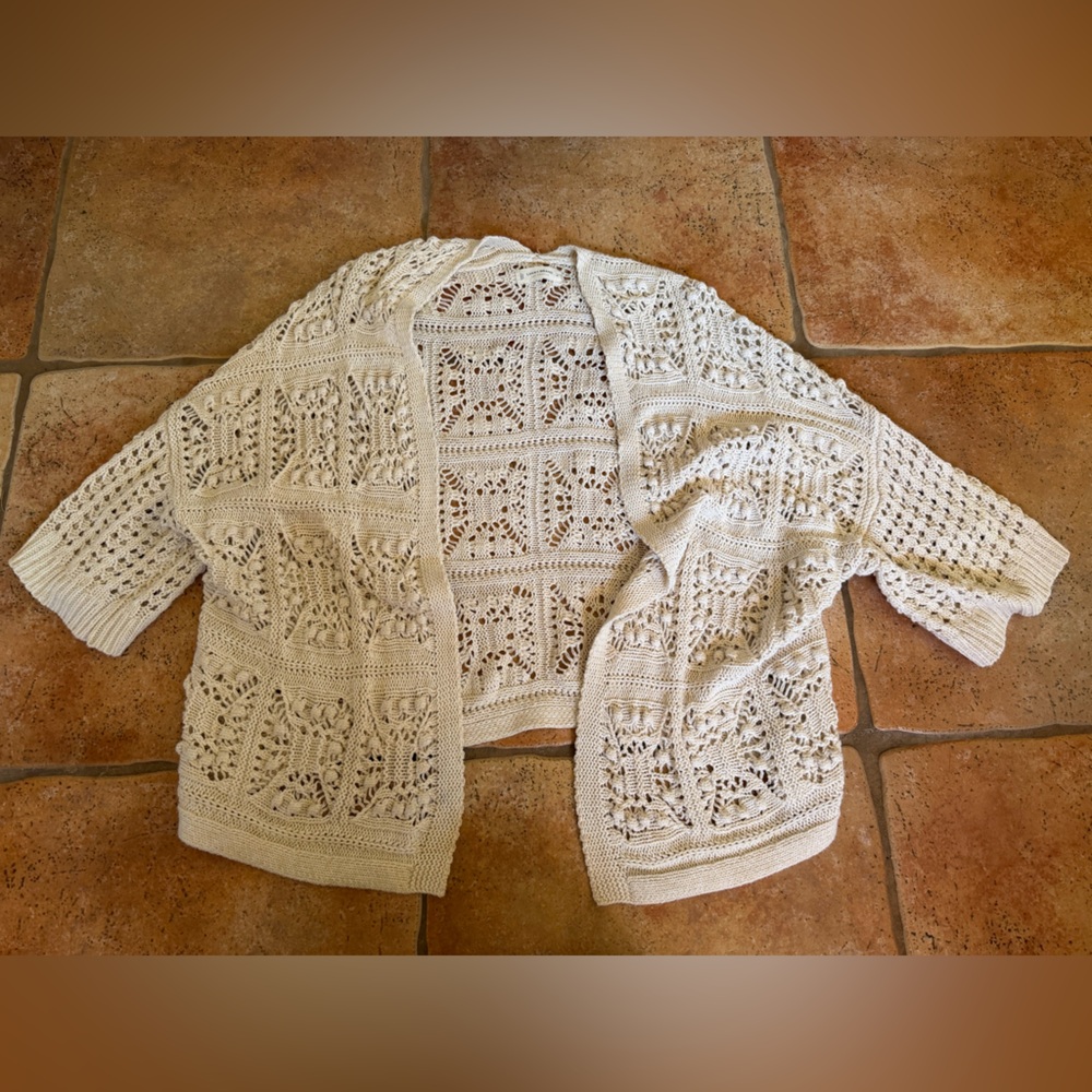 Lucky Brand Ivory Crochet Cardigan